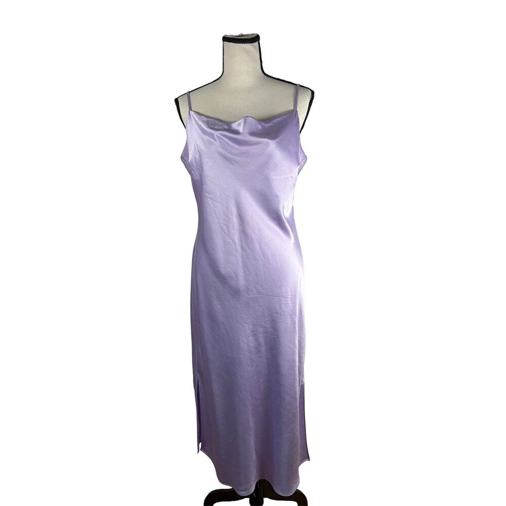 Express Lavender Satin Cowl Neck Slip Maxi Dress Size Large